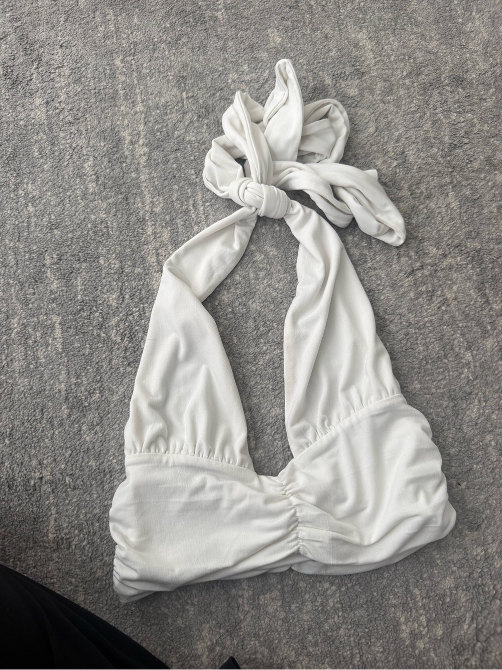 Tiger Mist White Ruched Halter Top